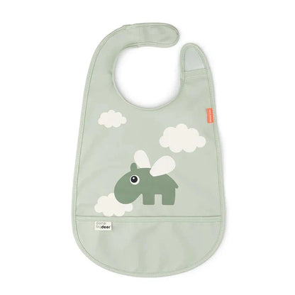 Babero con velcro Happy Clouds verde