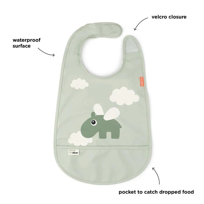 Babero con velcro Happy Clouds verde