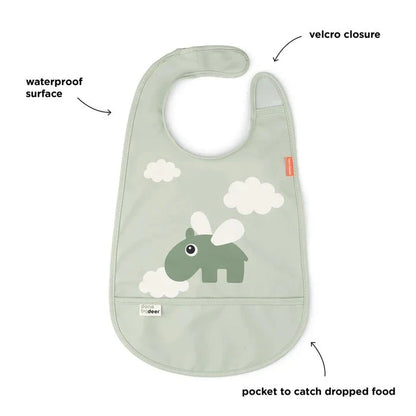 Babero con velcro Happy Clouds verde