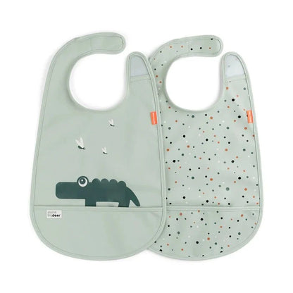 Set de 2 Baberos con velcro Croco verde