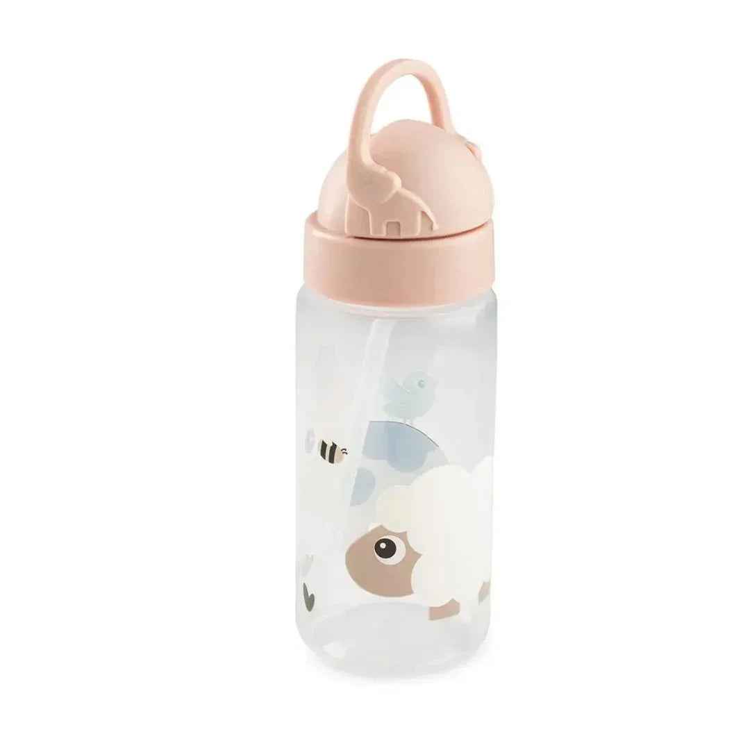 Botella con bombilla Tiny Farm rosa 350ml