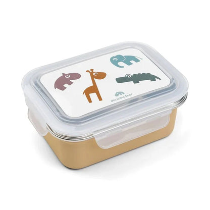 Caja de metal para almuerzo Deer Friends mostaza