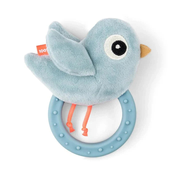 Sonajero sensorial con mordedor Birdee azul