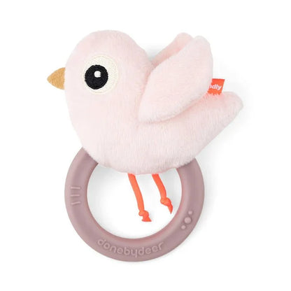 Sonajero sensorial con mordedor Birdee rosa