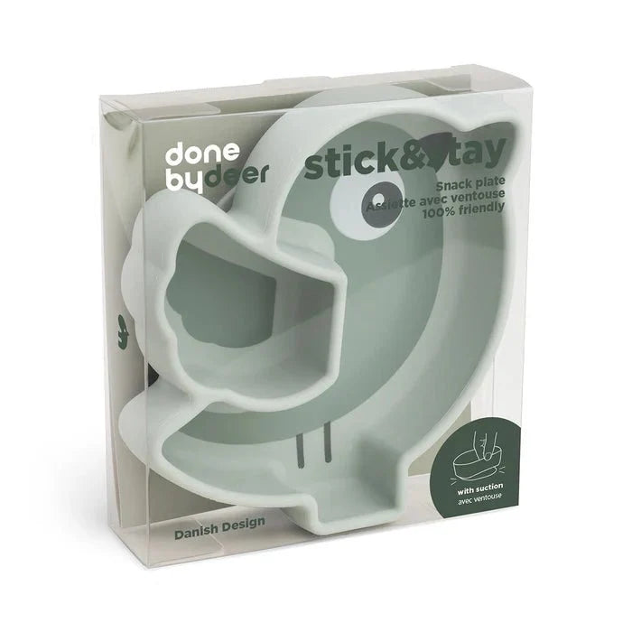 Plato Birdee para snack stick & stay verde