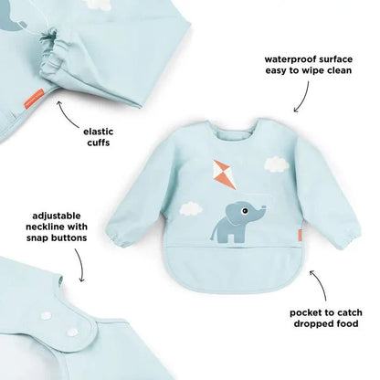 Babero grande con mangas y bolsillo Playground azul 6-18 meses