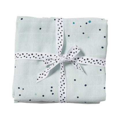 Set 2 muselinas pequeñas Dreamy Dots azul