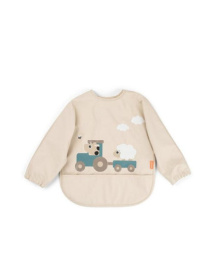 Babero grande con mangas y bolsillo Tiny Farm arena 6-18 meses
