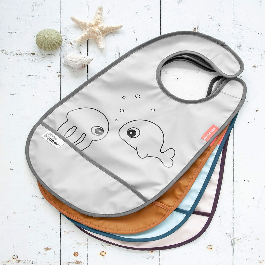 Babero con velcro Sea Friends Gris