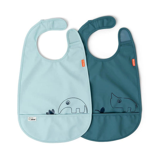 Set de 2 Baberos Deer friends azul