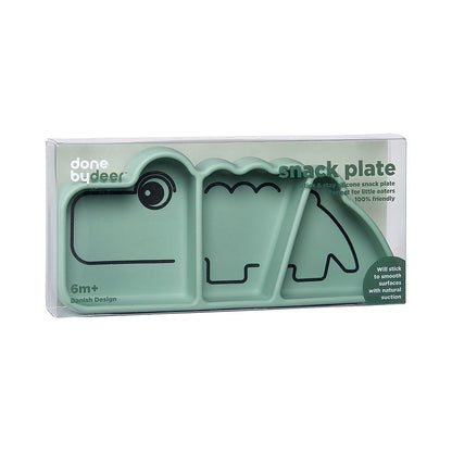 Plato de silicona para snack con ventosa Croco verde