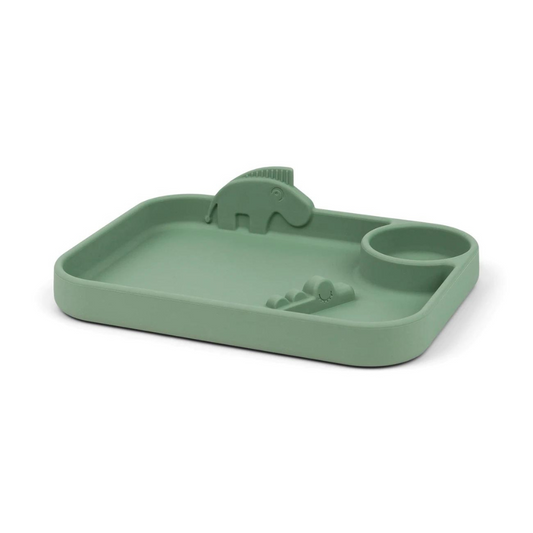 Plato con compartimientos Peekaboo Deer Friends Verde